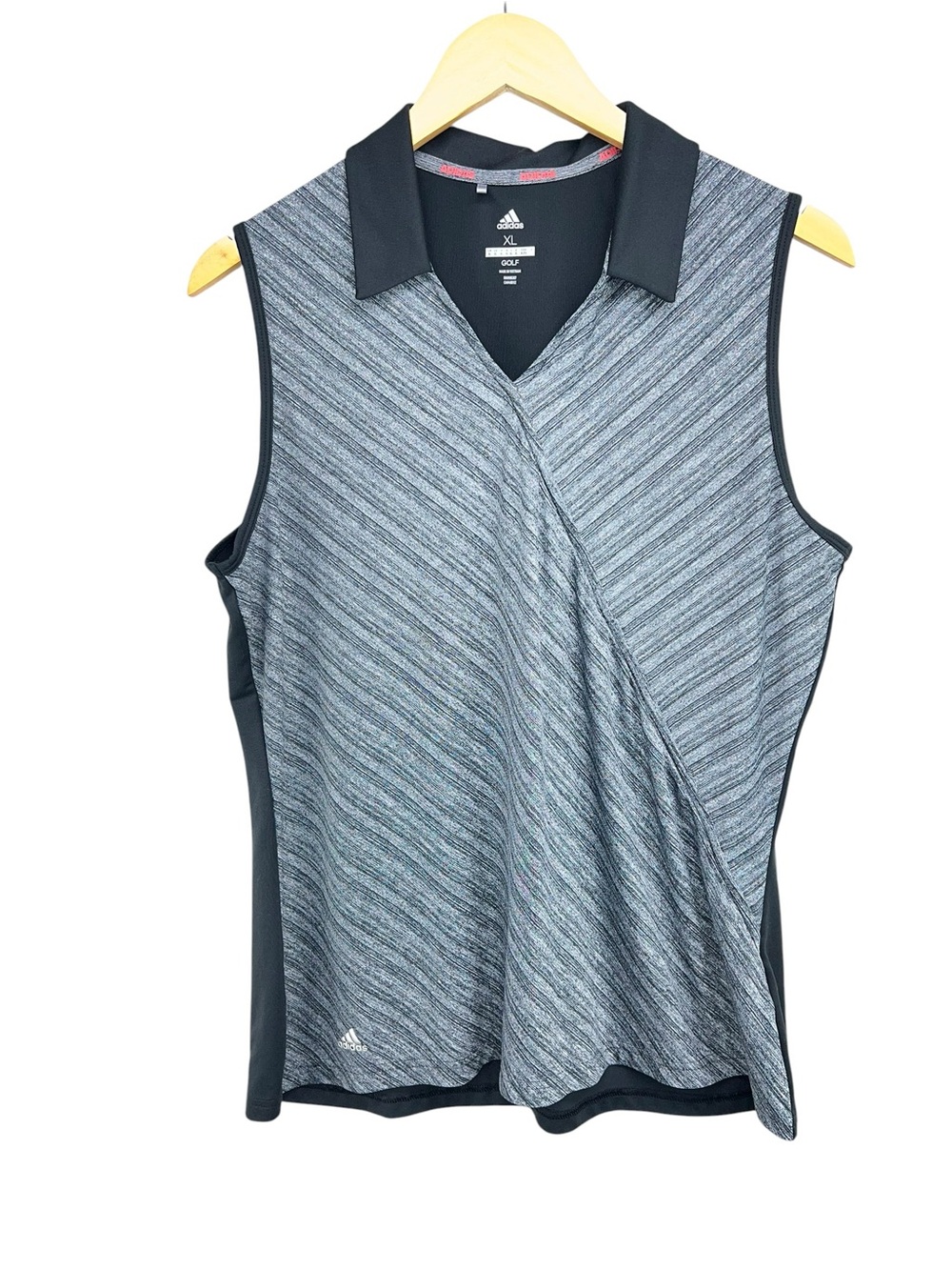 Adidas Golf Polo Tank Sleeveless Top Black Gray Womens XL